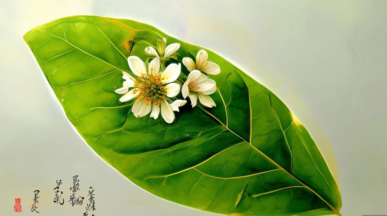中草药叶上花图片